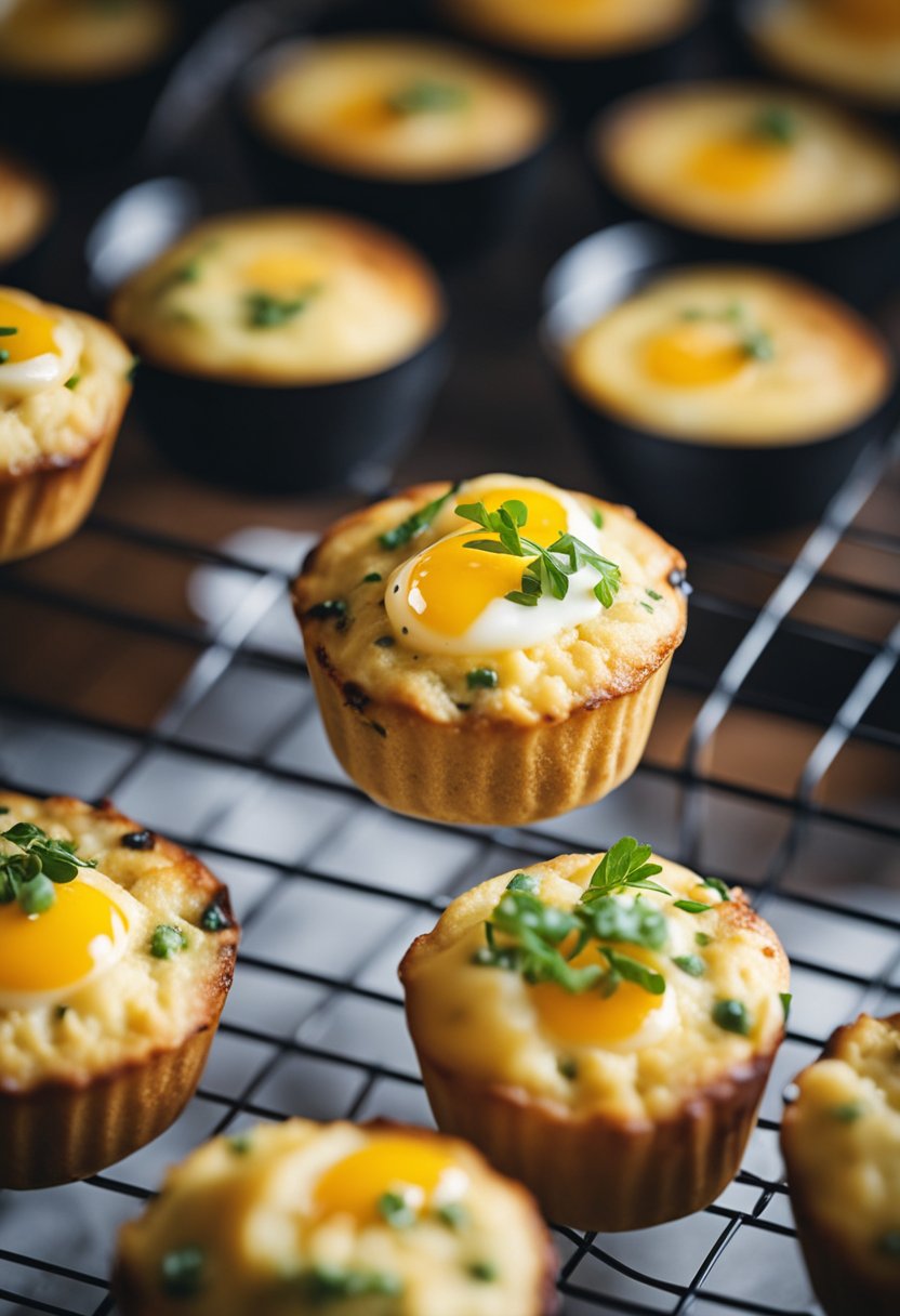 Keto egg muffins cooling on a wire rack