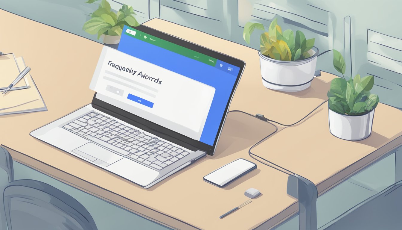 En dataskjerm som viser en søkebar med ordene "Ofte stilte spørsmål google adwords norge" og Google-logoen