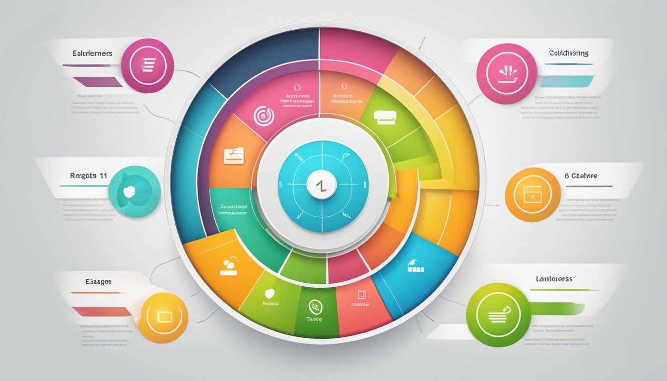 Et fargerikt sektordiagram som representerer ulike målgrupper og segmenter i et digitalt markedsføringsdashbord