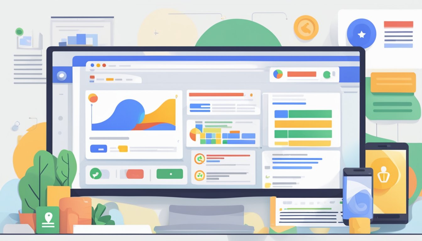 En dataskjerm som viser Google-søkresultater med integrert organisk søk og betalte annonser