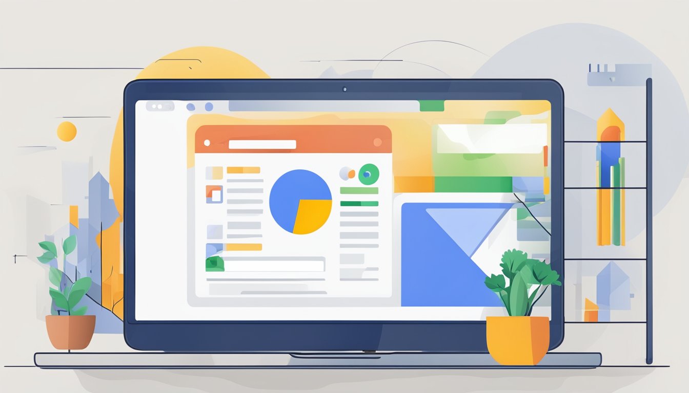 En dataskjerm som viser Google-nettstedet, med strukturen og innholdet på nettstedet visuelt representert