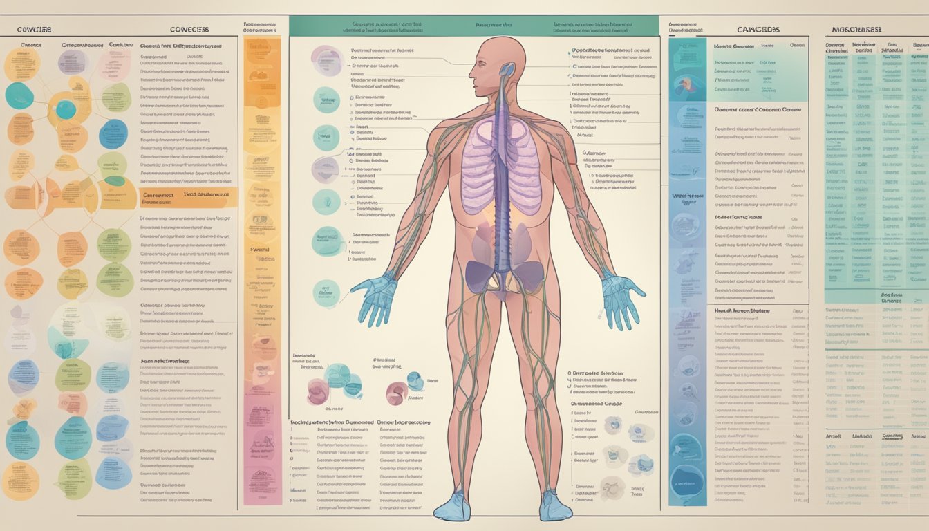 A medical chart displaying a list of covered cancers with corresponding illustrations and descriptions