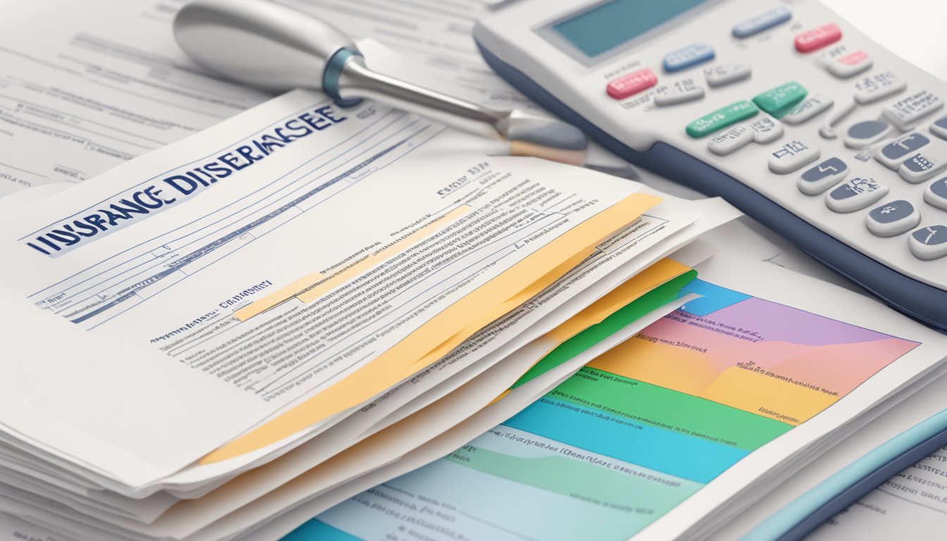 A stack of insurance policy documents with a highlighted section on dread disease coverage