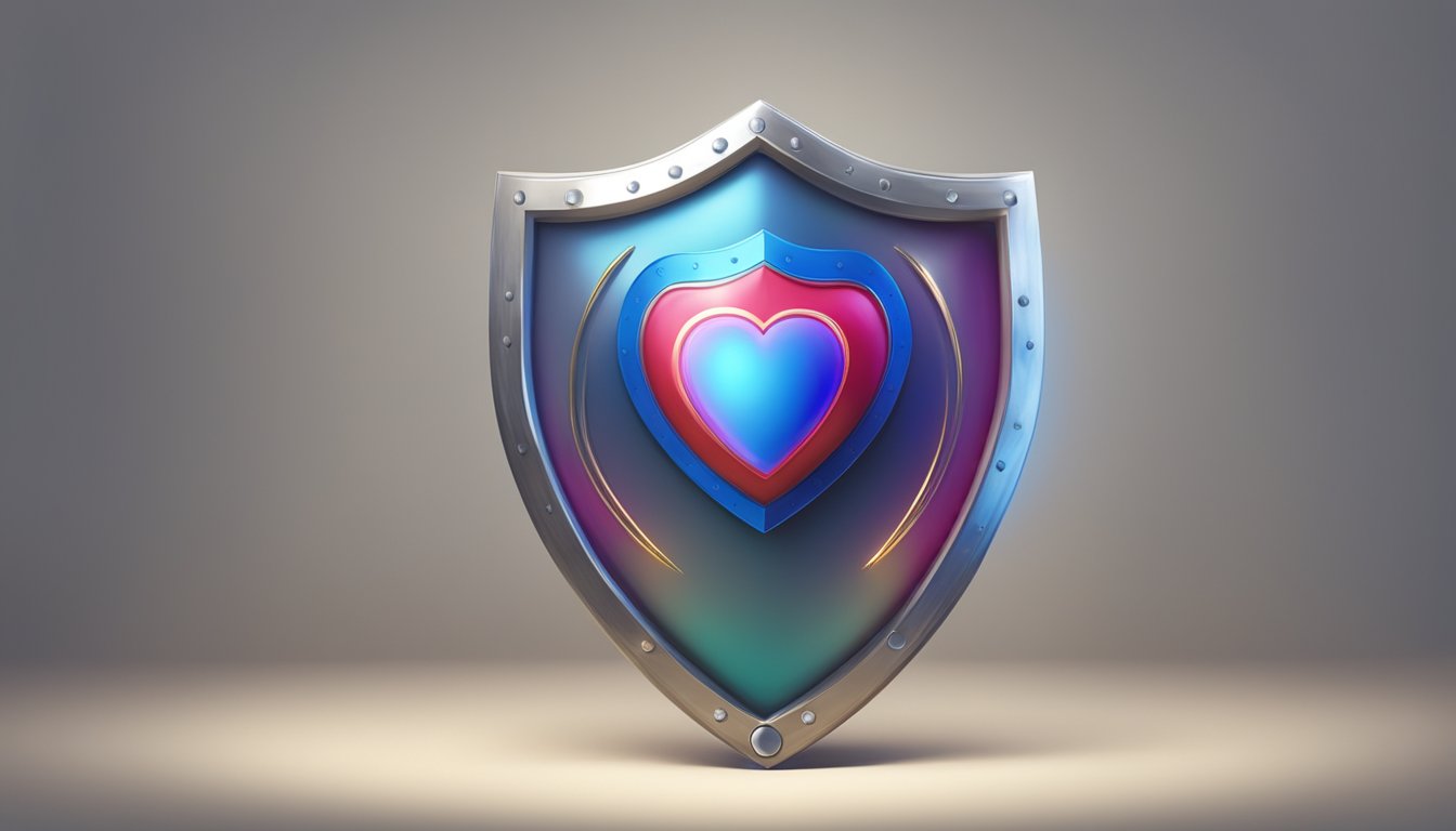 A heart surrounded by a shield, symbolizing protection against illness