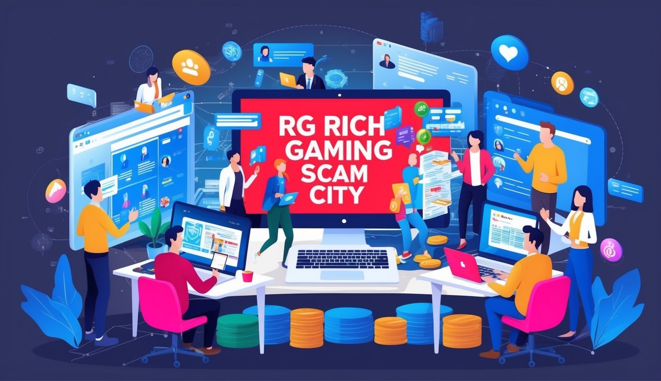 一個繁忙的在線社區，人們分享資訊，同時一個欺詐性的RG Rich Gaming City詐騙案正在被揭露