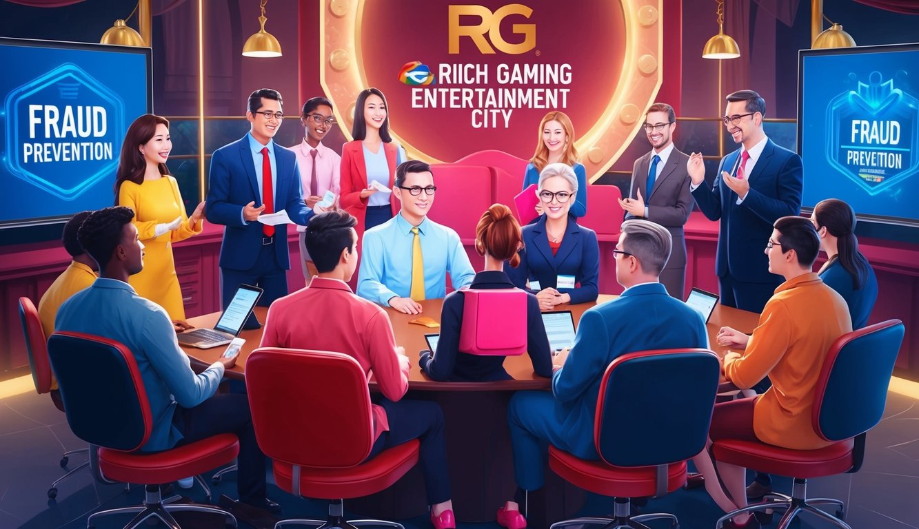 一群人在RG Rich Gaming Entertainment City接受防詐騙教育