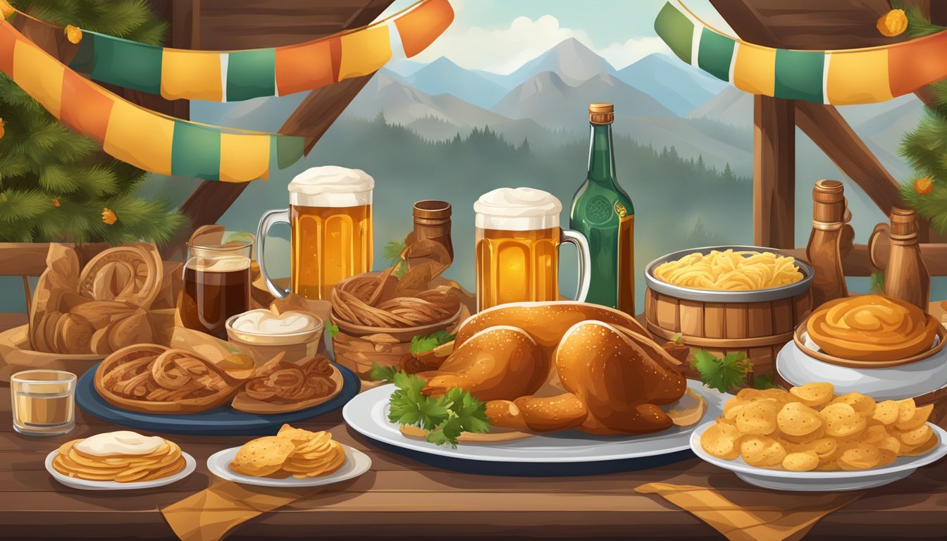 A festive Oktoberfest table with traditional German-Texan dishes and recipes