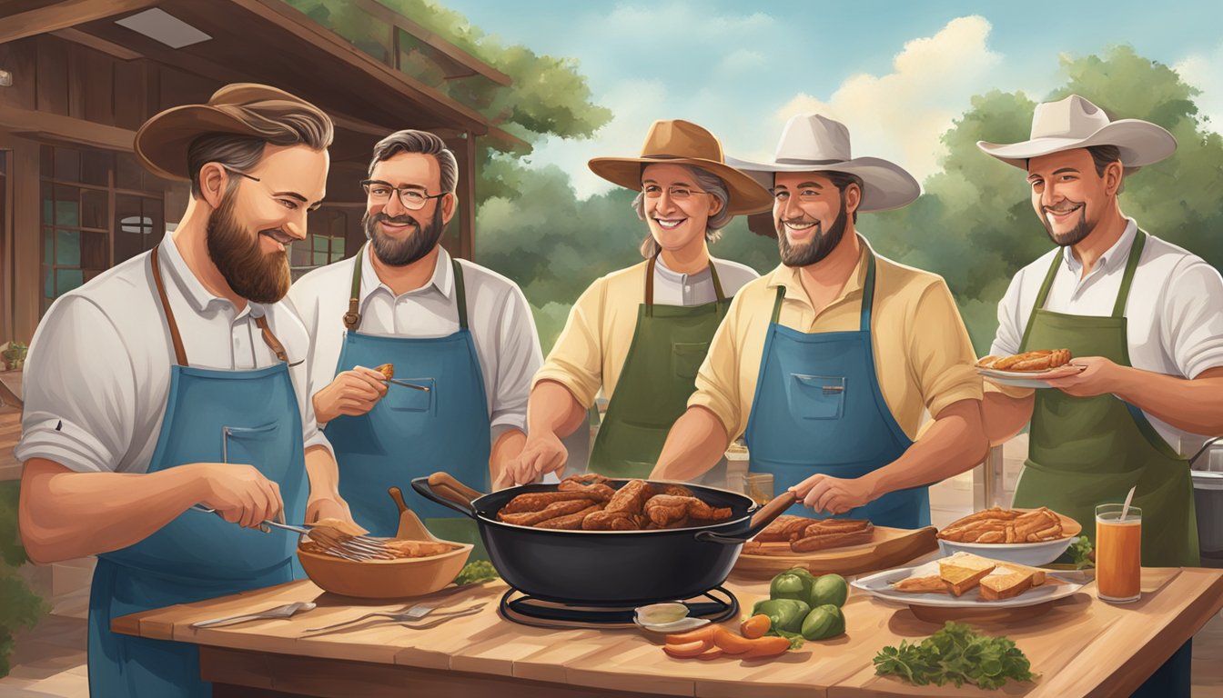 A group of German immigrants share their cooking techniques with Texas locals, leading to a fusion of traditional German flavors with classic Texas barbecue styles