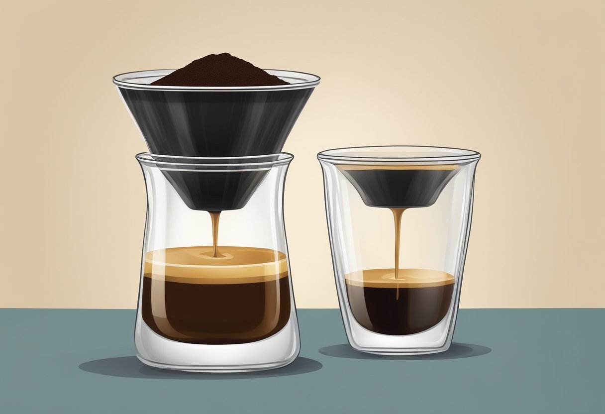 A traditional Vietnamese coffee filter dripping strong, dark coffee into a glass with condensed milk at the bottom