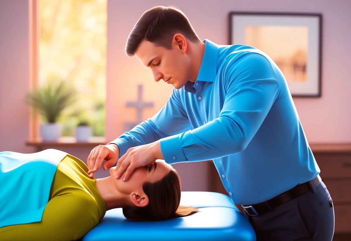 A chiropractor adjusting a patient's spine to relieve foraminal stenosis