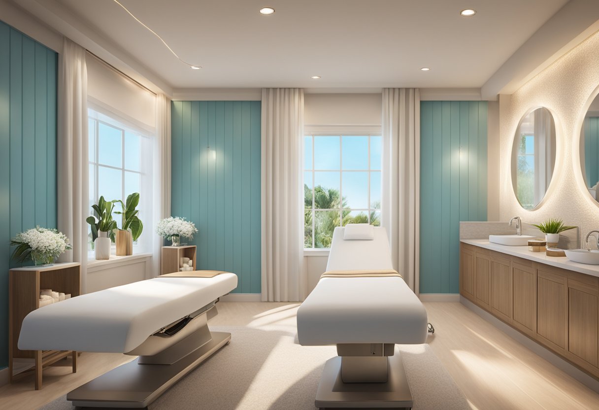 A serene spa room with a HydraFacial machine, soft lighting, and calming decor at Orissa Med Spa in Chula Vista, CA