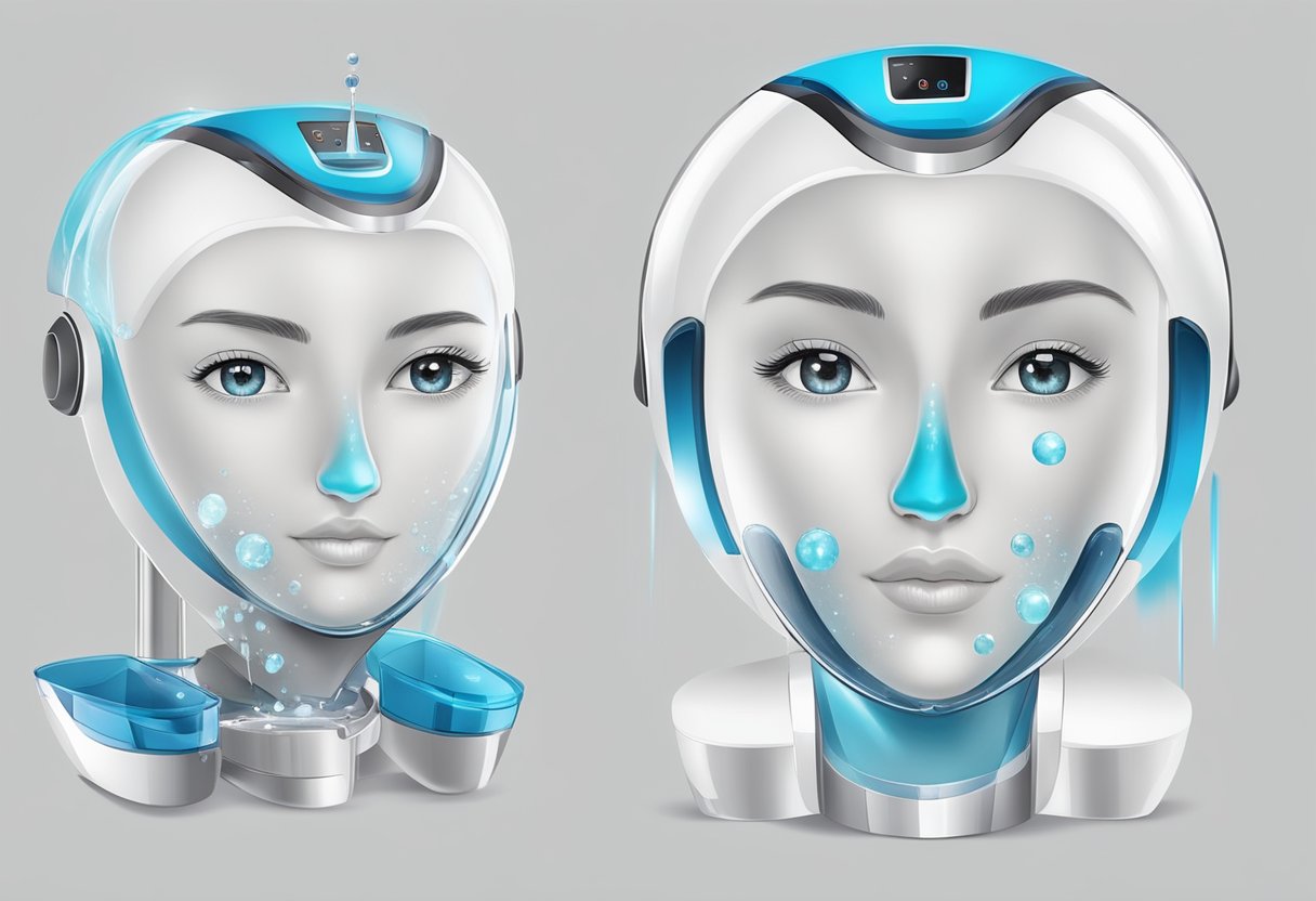 A HydraFacial machine gently exfoliates and hydrates different skin types using a combination of water, suction, and specialized serums