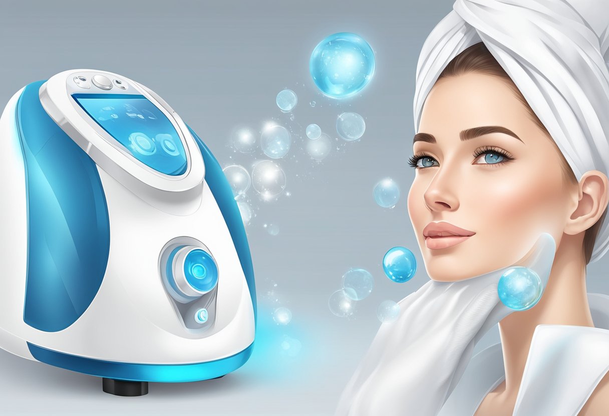 A HydraFacial machine gently exfoliates and hydrates the skin, leaving it looking smooth and radiant