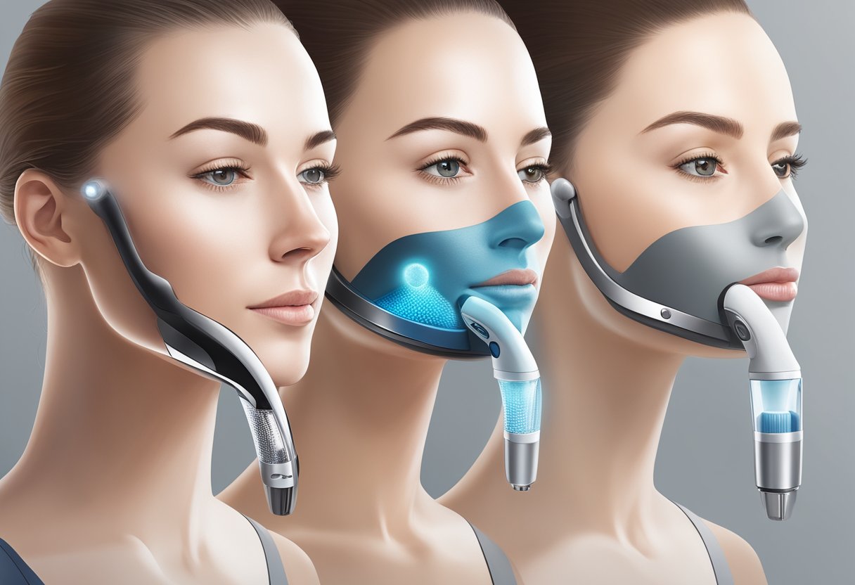 A side-by-side comparison of Morpheus8 and traditional microneedling machines in a clinical setting, highlighting their key differences in design and functionality