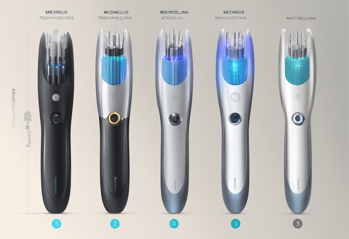 An illustration showing Morpheus8 and traditional microneedling devices side by side, with key differences highlighted through their design and functionality