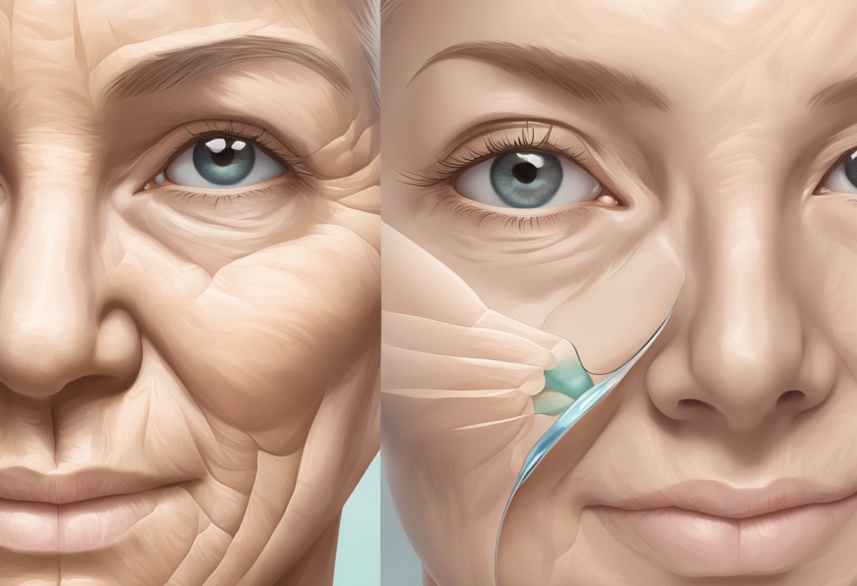 A close-up illustration of Morpheus8 device targeting skin with visible wrinkles, showcasing the process of wrinkle reduction treatment