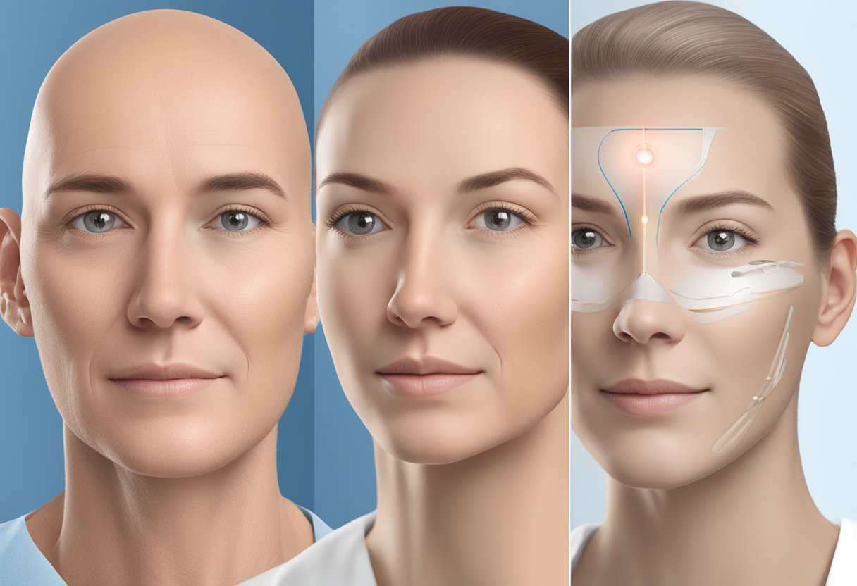 A side-by-side comparison of Morpheus8 and laser treatments being performed on different skin types by professional technicians in a clinical setting