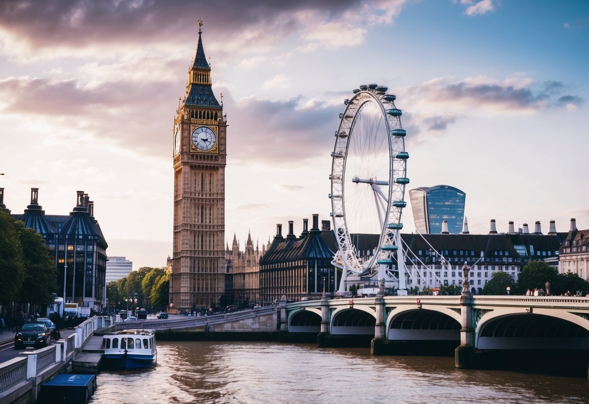 I luoghi iconici di Londra, tra cui il Big Ben, il London Eye e il Tower Bridge, si trovano tra strade affollate e affascinanti quartieri.