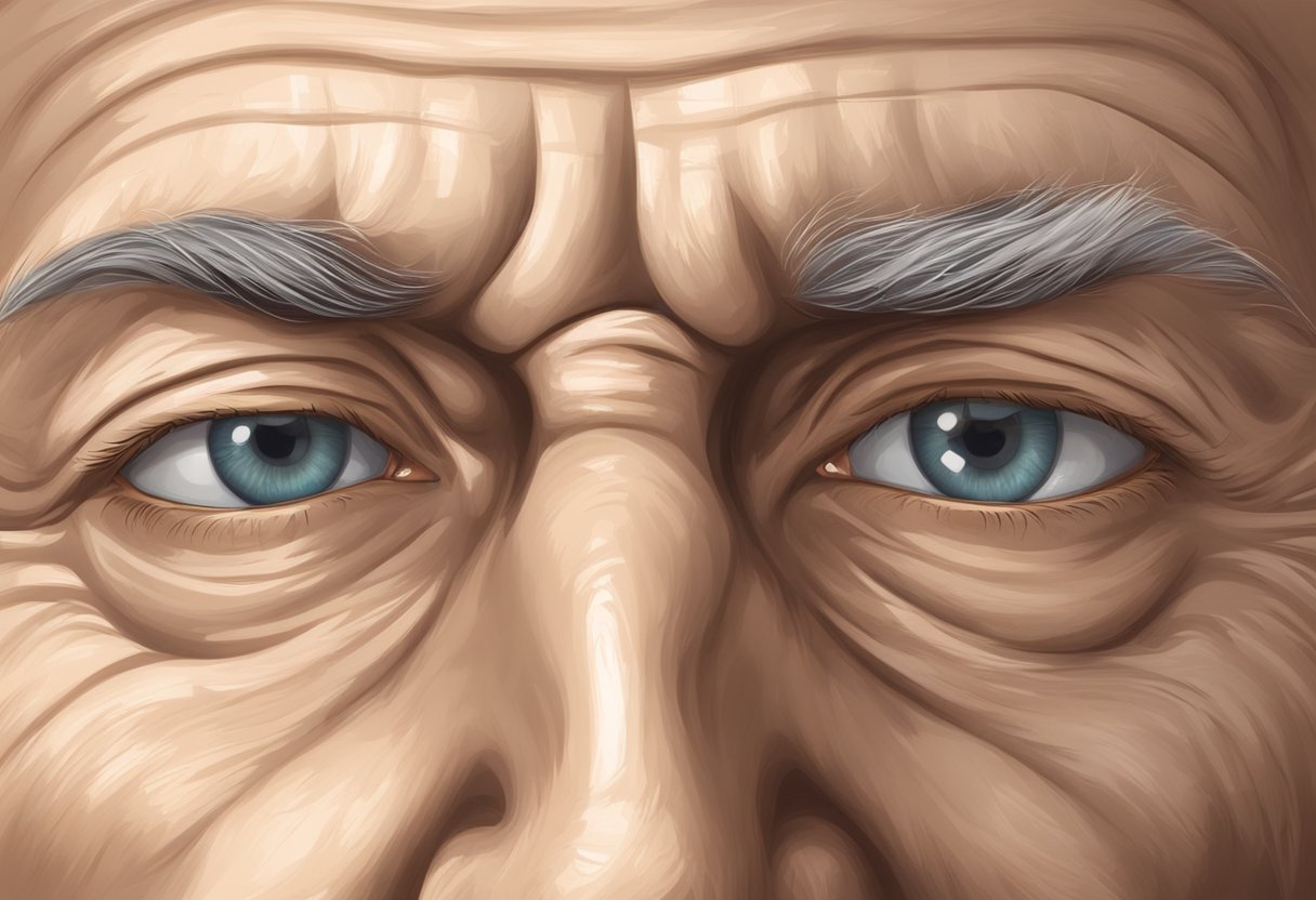 A close-up of Morpheus' forehead, with visible wrinkles before, and smooth, wrinkle-free skin after the treatment process