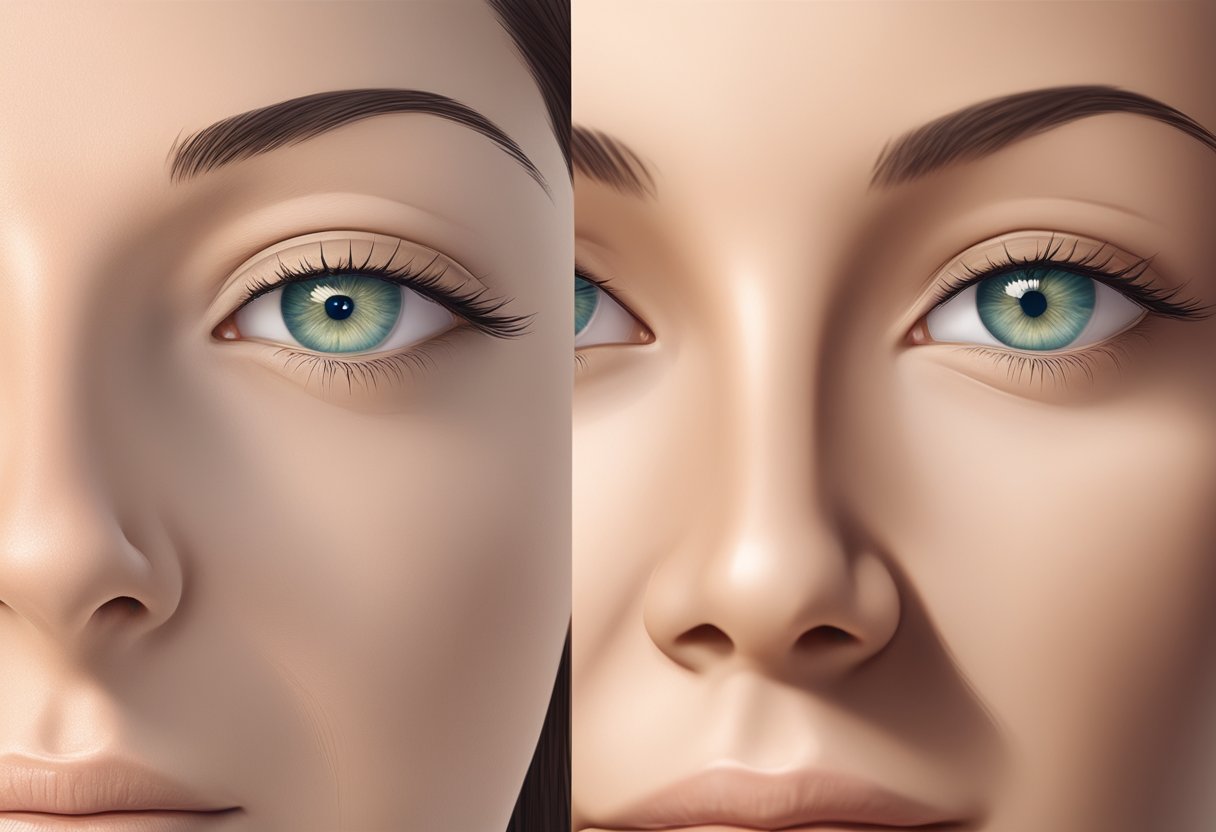 A serene face with softened lines and wrinkles, showing the before and after effects of forehead Botox treatment