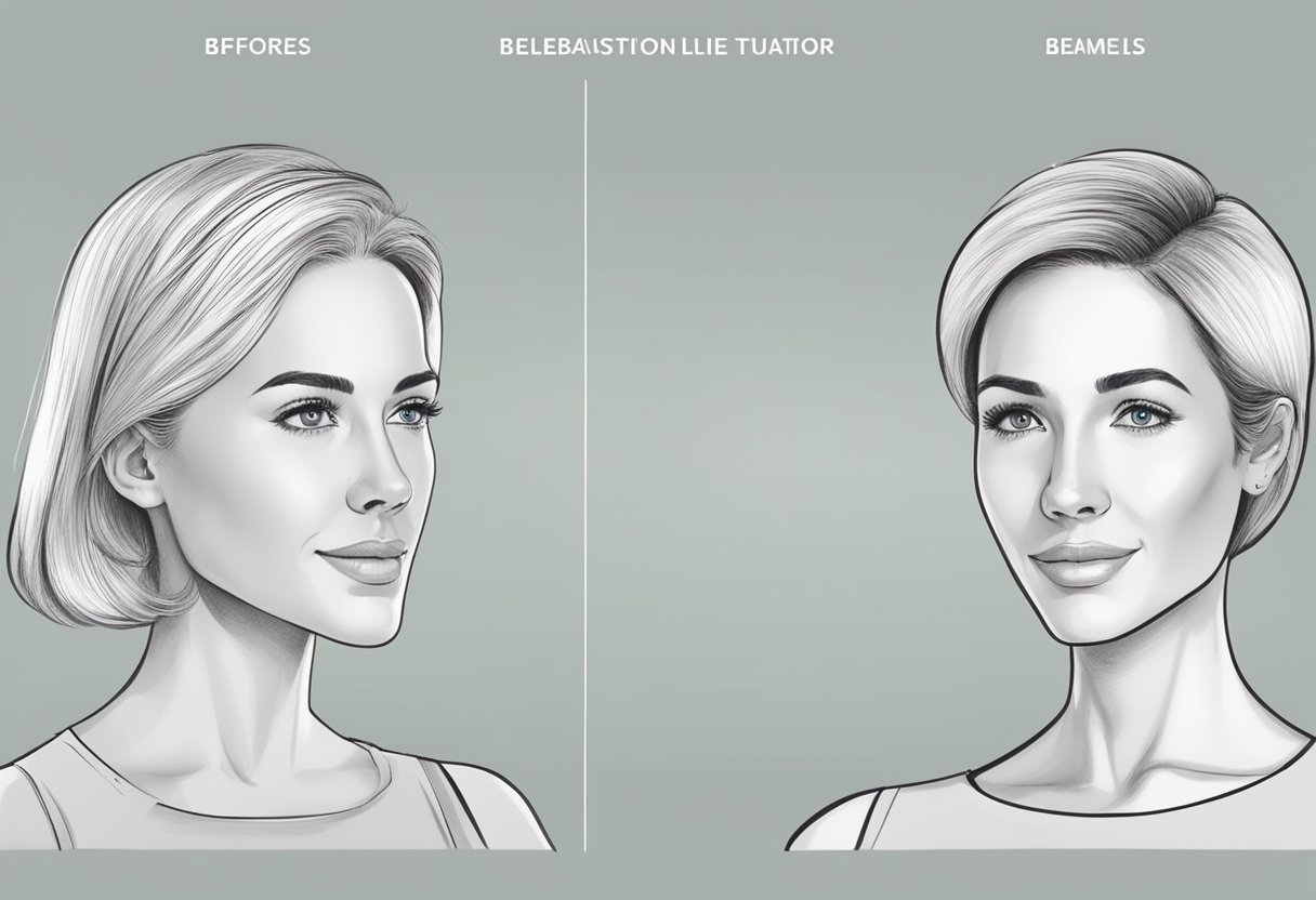 A before-and-after illustration of a jawline, showing the potential risks and considerations of Botox for jawline slimming