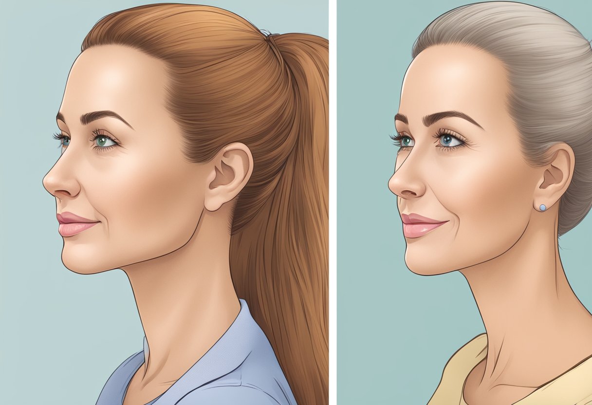 A woman's neck before and after Botox treatment, showing visible tightening and rejuvenation