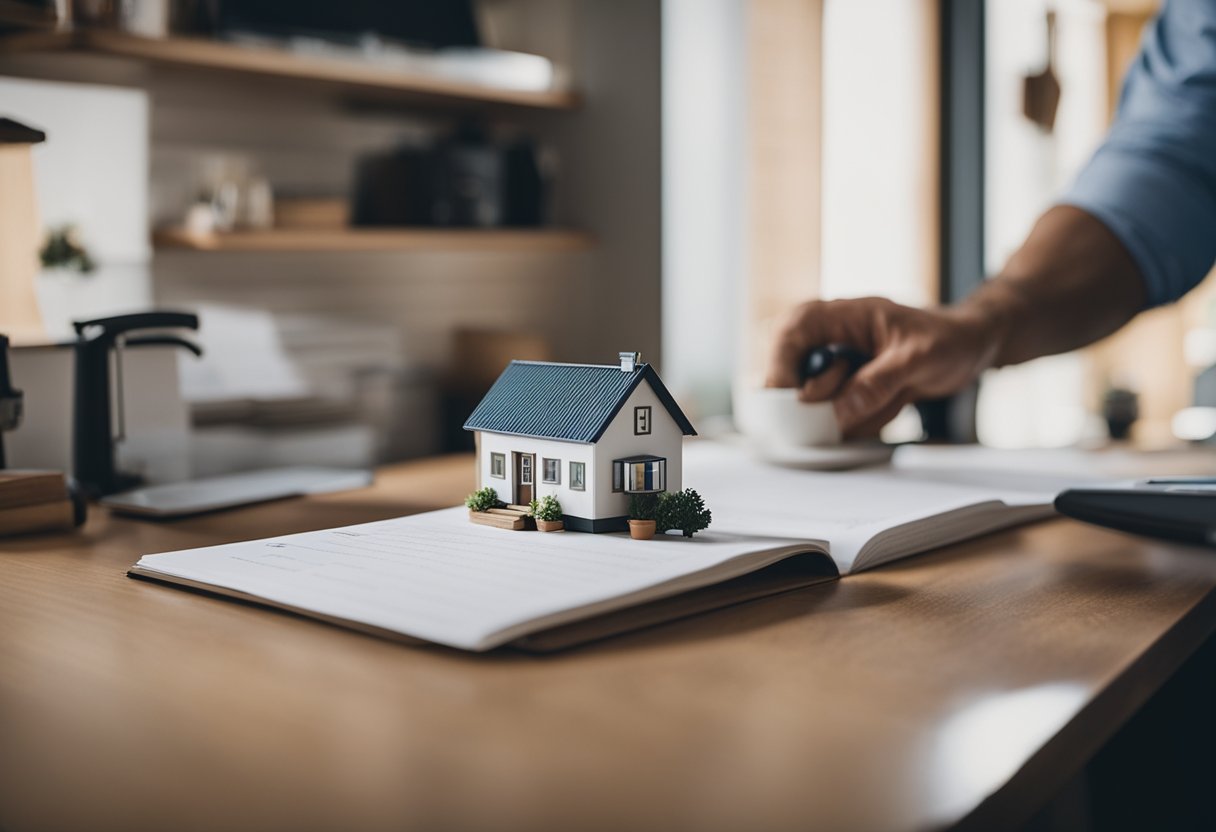 A tiny home being inspected by a government official with a checklist of legal requirements for sale in Canada