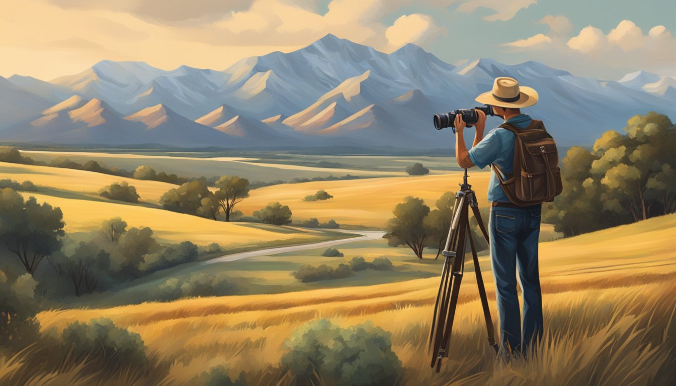 A German-Texan photographer capturing the vast Texan landscape with a mix of traditional German and Texan influences in their composition and style