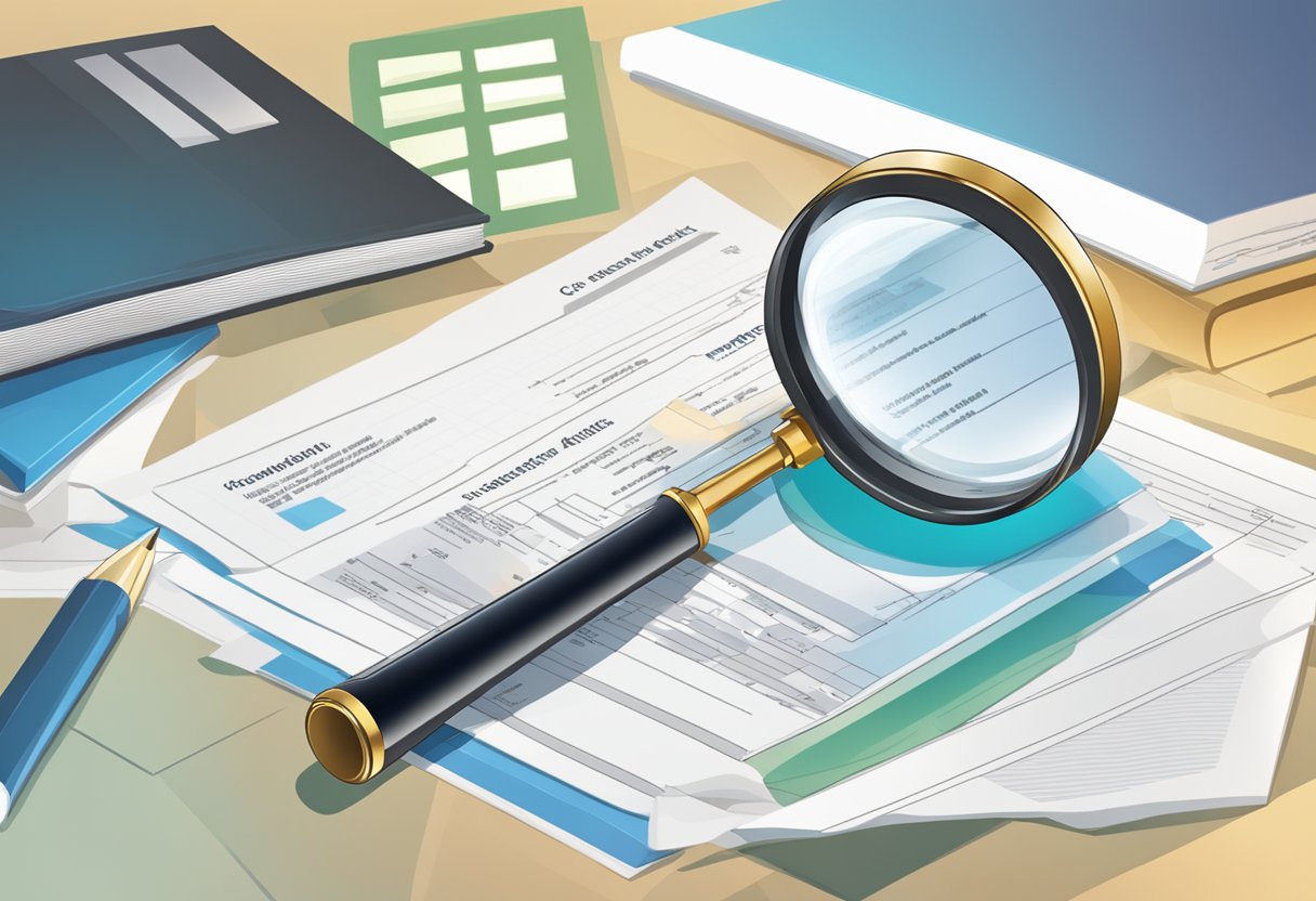 A magnifying glass scanning a detailed background check report