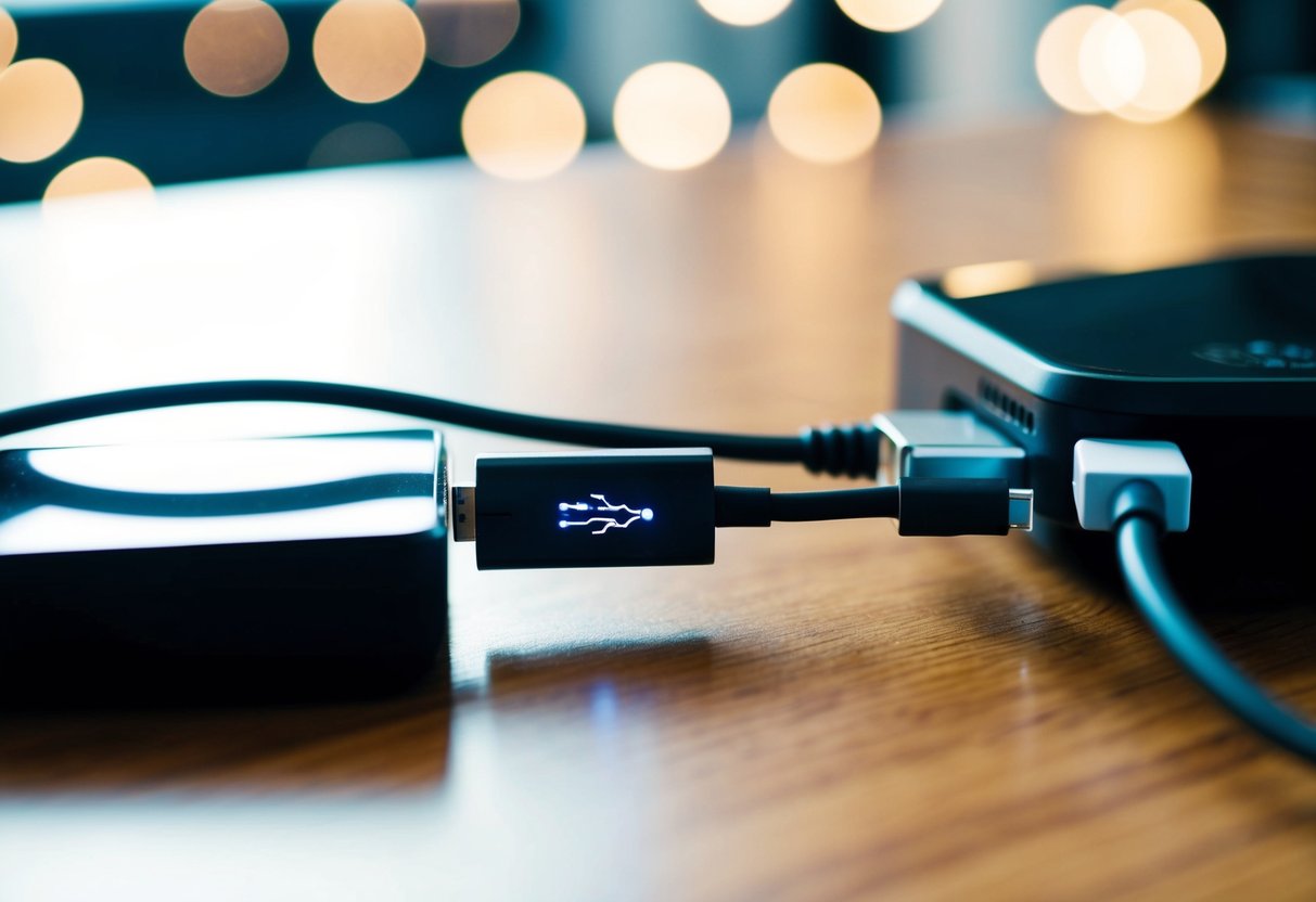Un cavo USB standard collegato a un dispositivo