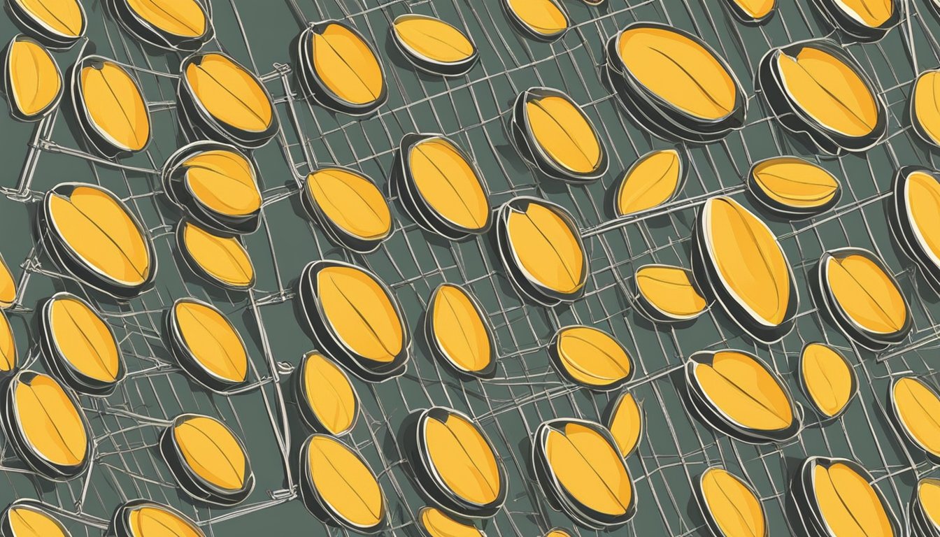 Fresh mango slices arranged on a wire rack inside a preheated oven, with the door slightly ajar for airflow