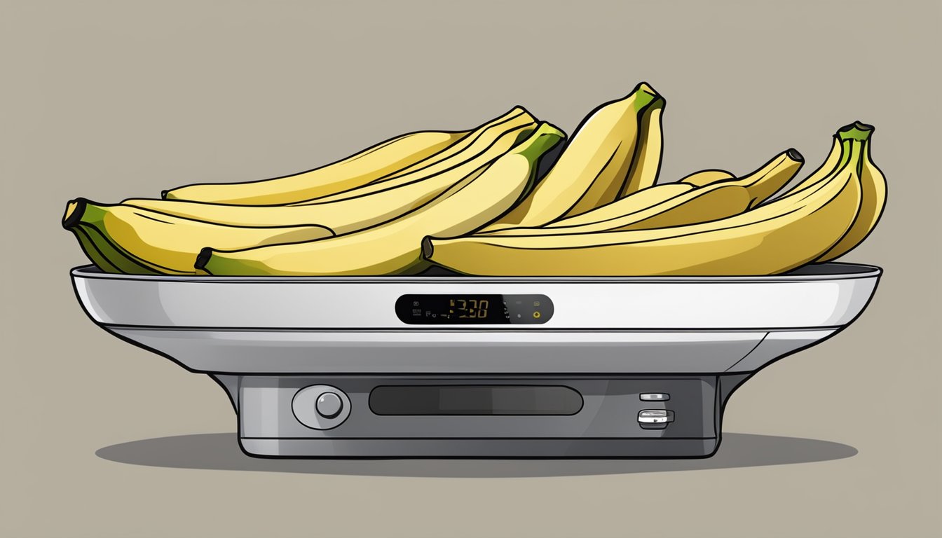 Ripe bananas sliced on a microwave-safe tray, ready for dehydration