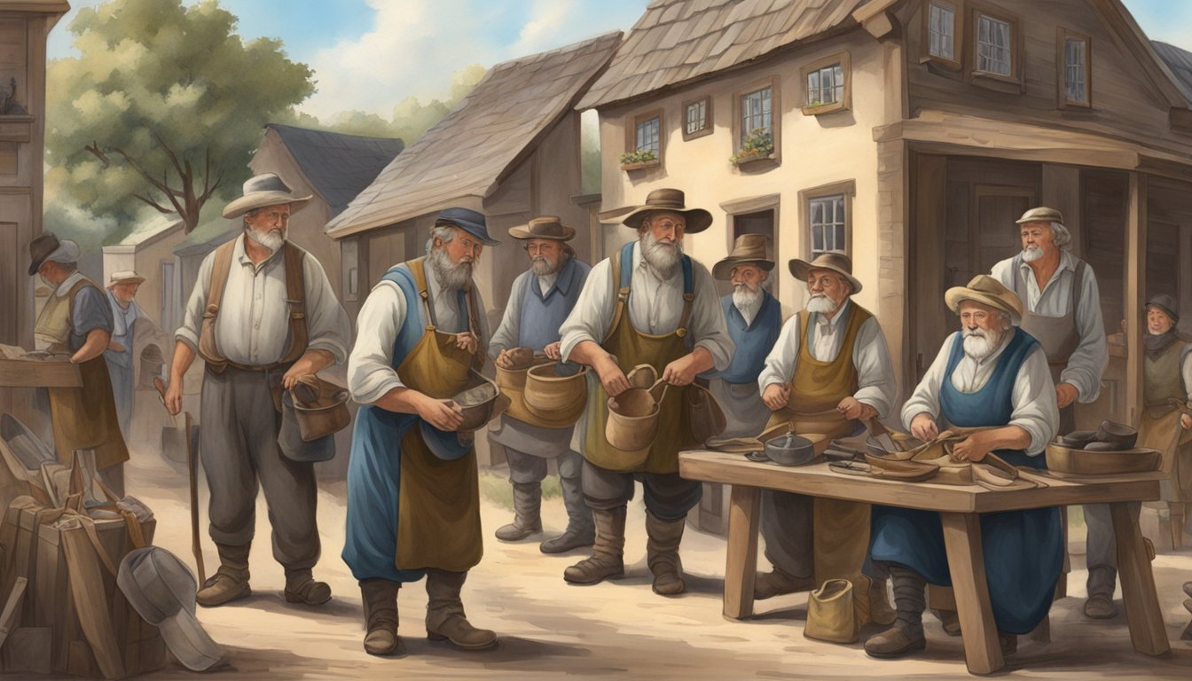 A group of German shoemakers and cobblers arrive in Texas, bringing their traditional techniques and tools to set up a workshop in a small town