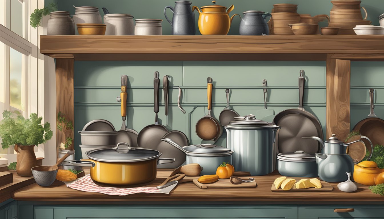 A traditional German Texan kitchen with heirloom recipes and vintage cookware on display