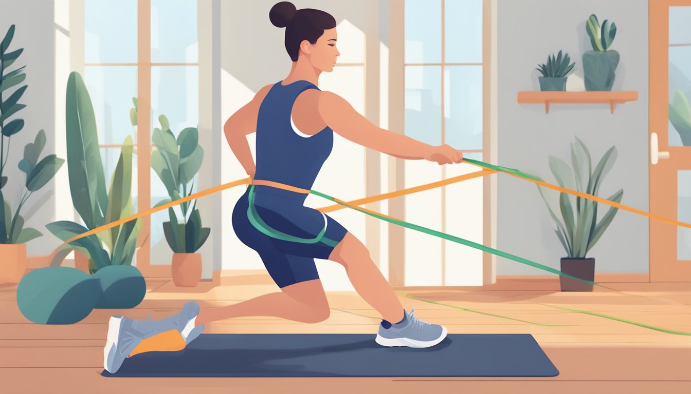 A person using resistance bands for exercise while following a keto diet, with a focus on injury prevention and safety