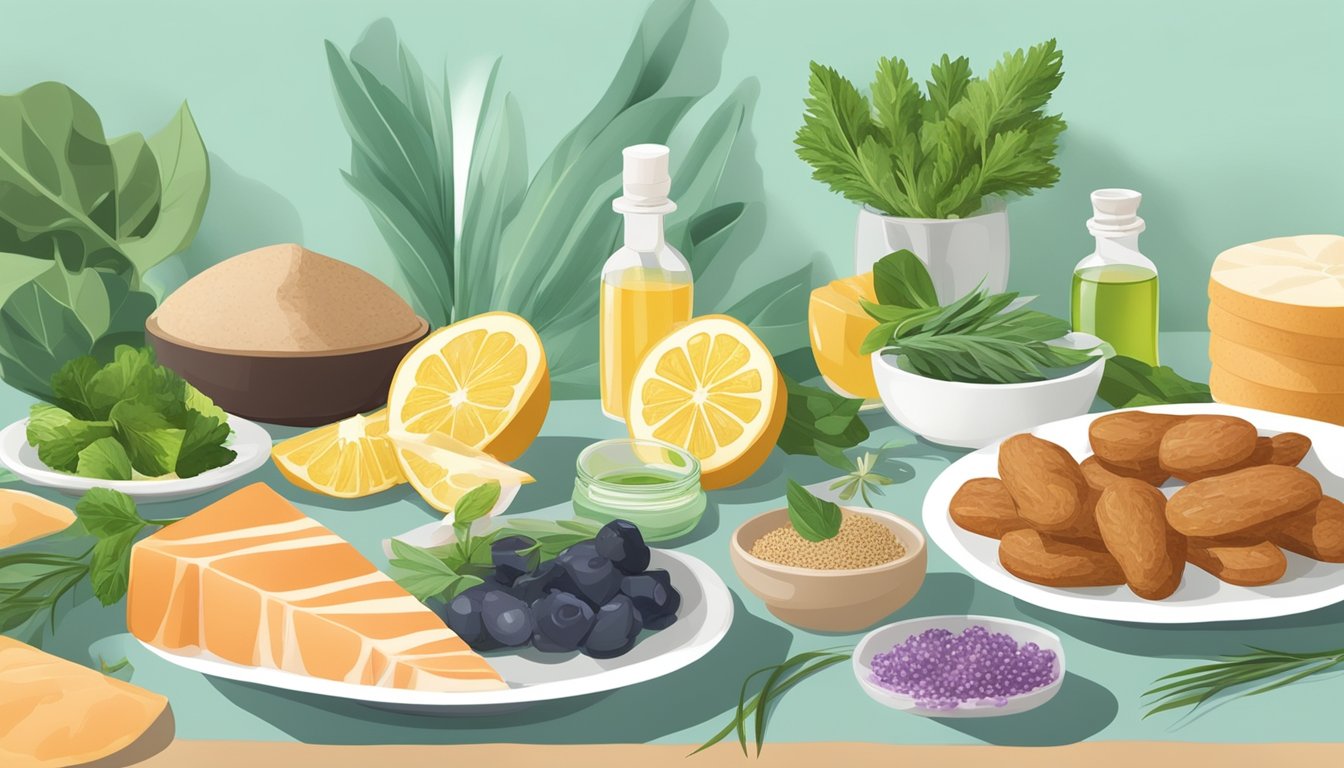 A table set with keto-friendly foods surrounded by aromatic essential oil diffusers