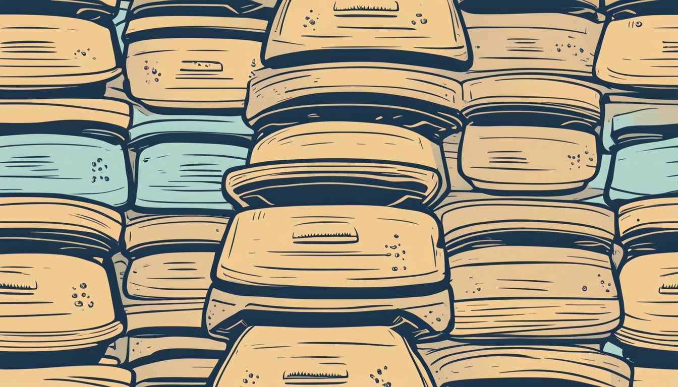 A stack of sourdough discard jars with crossed-out myths floating above them