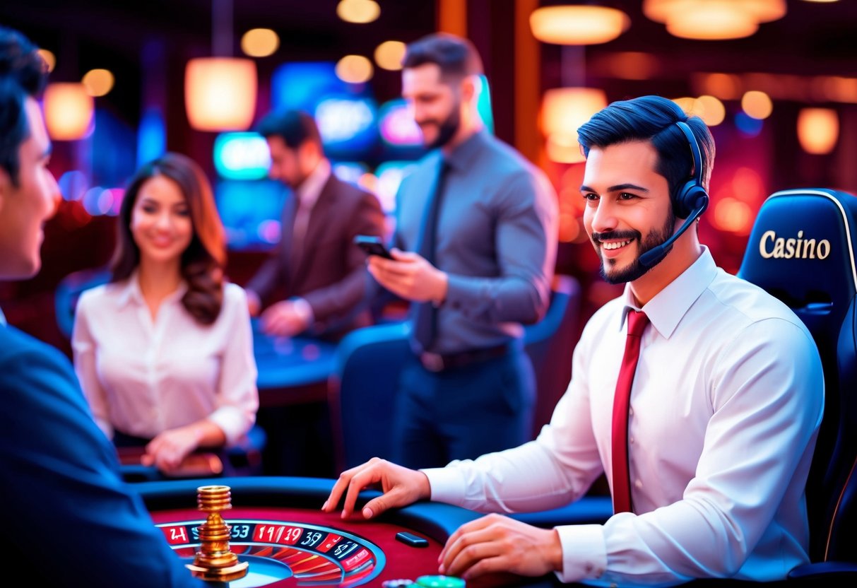 A customer service agent from a casino assists a player through live chat, providing instant support and advice.