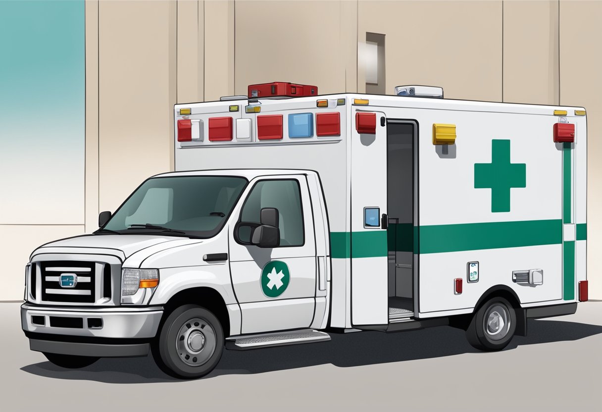 Uma ambulância psiquiátrica sendo abastecida com suprimentos médicos e equipamentos para o cuidado do paciente