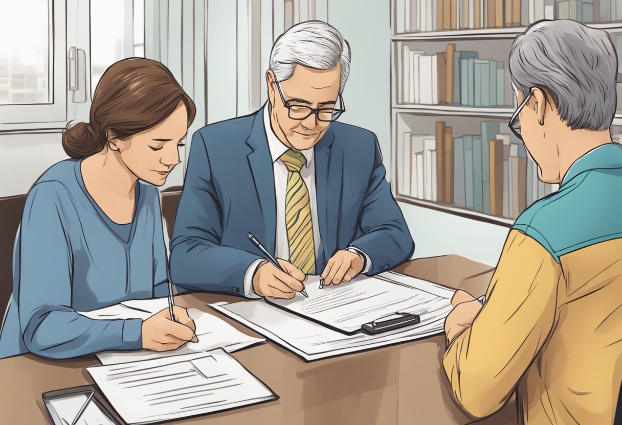 Um membro da família assinando documentos legais para a internação involuntária