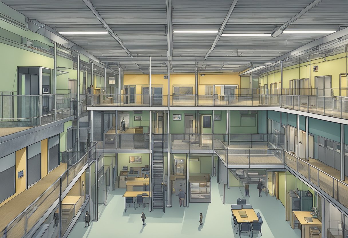 Uma instalação segura com múltiplos níveis e salas para internamento involuntário e serviços de apoio