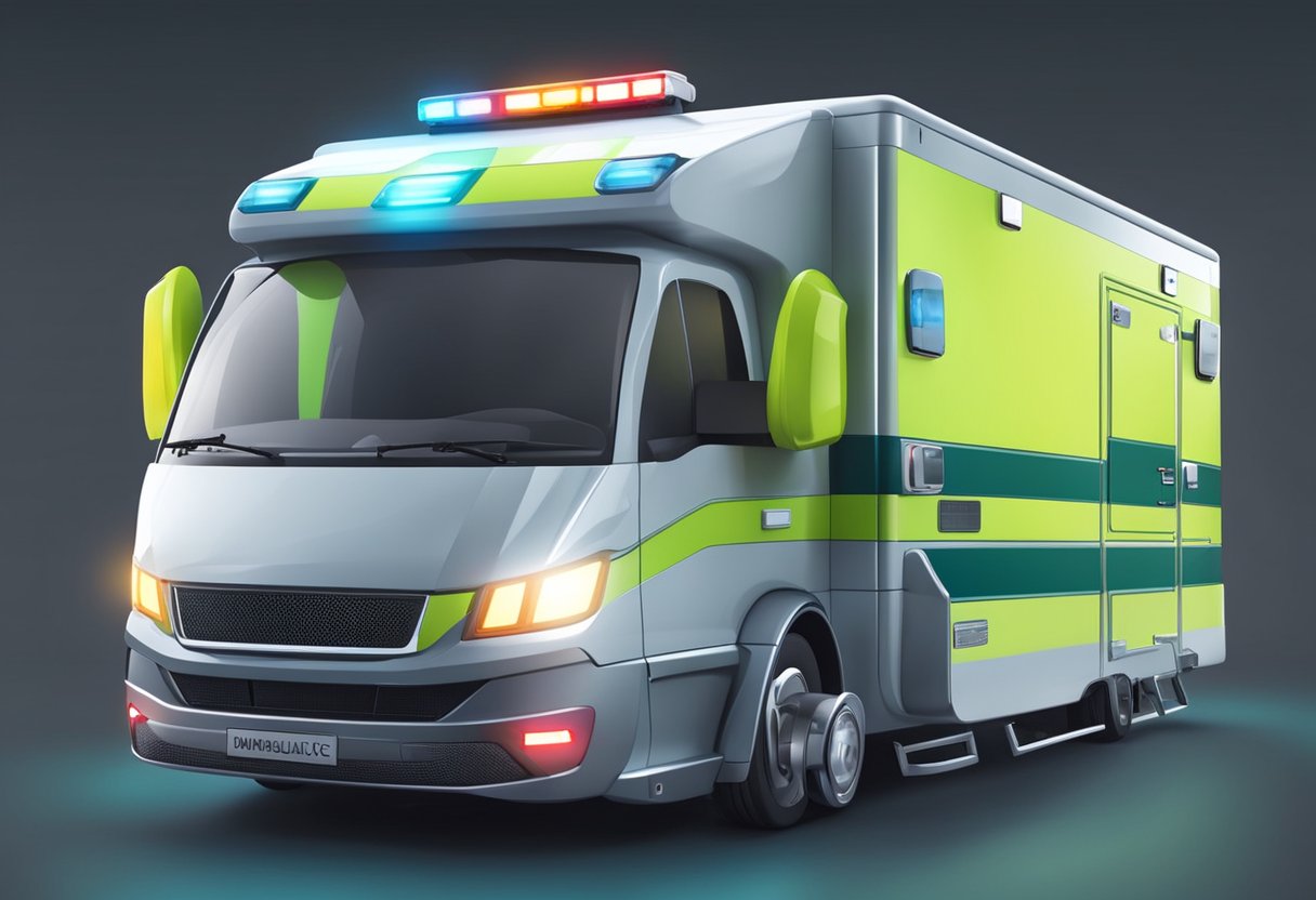 Uma ambulância com tecnologia móvel avançada e design futurista