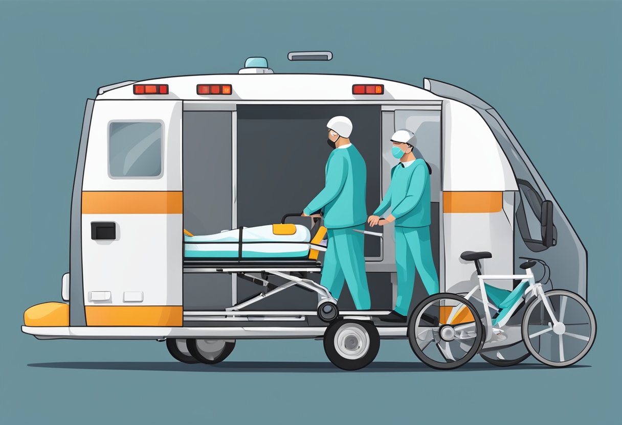Serviço de Transporte de Pacientes: Eficiência e Segurança no Atendimento 2 Um paciente sendo transportado com segurança em um veículo médico com uma maca e equipamentos médicos.