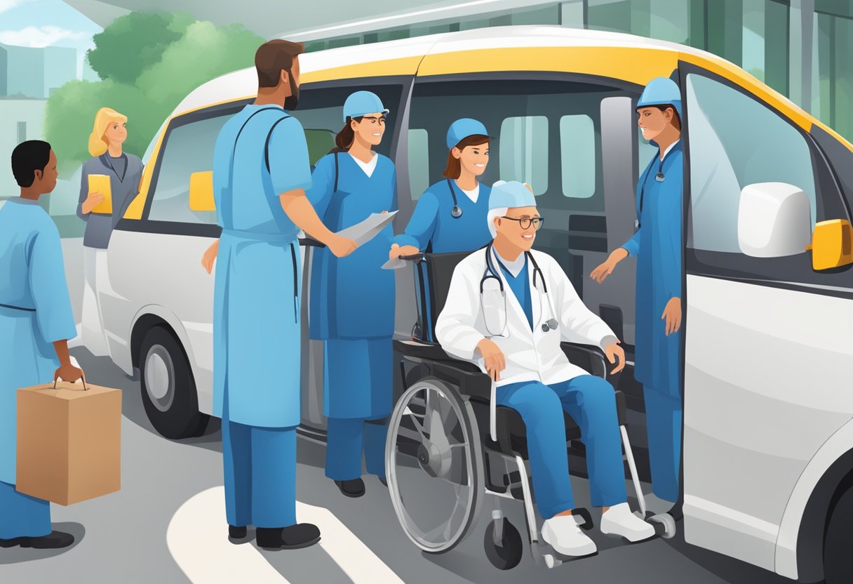 Um grupo de pessoas recebendo treinamento e qualificação para transporte de pacientes particulares