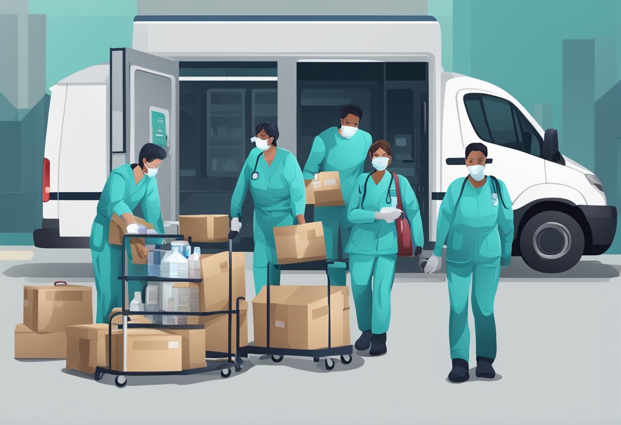 Atendimento de Urgência e Emergência: Guia Esencial para Situações Críticas 3 Uma equipe médica se apressa para responder a uma emergência urgente, com equipamentos e suprimentos prontos.