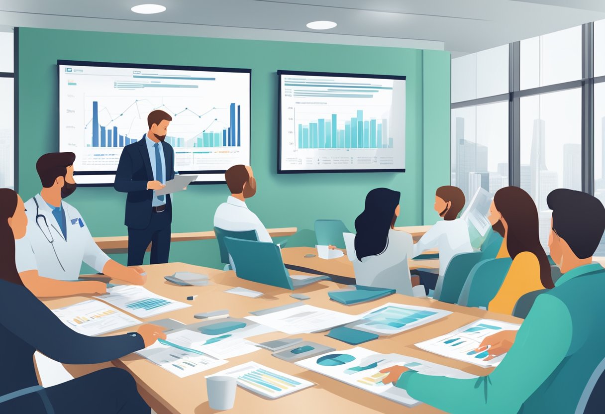 Empresas de Remoção Hospitalar: Serviços Essenciais e Normas Importantes 4 Um evento de uma empresa de remoção hospitalar com diferentes opções de cobertura sendo discutidas por profissionais em uma sala de conferências, com gráficos e tabelas em exibição.