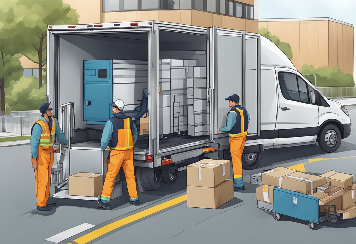 Empresas de Remoção Hospitalar: Serviços Essenciais e Normas Importantes 6 O processo de logística e planejamento de uma empresa de remoção de hospitais, com trabalhadores carregando equipamentos em um veículo especializado.