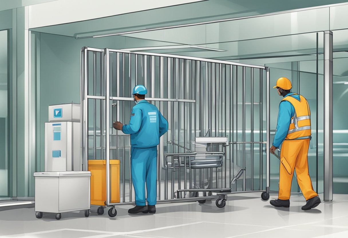 Empresas de Remoção Hospitalar: Serviços Essenciais e Normas Importantes 7 A área segura de uma empresa de remoção de hospital com barreiras de proteção e pessoal de segurança