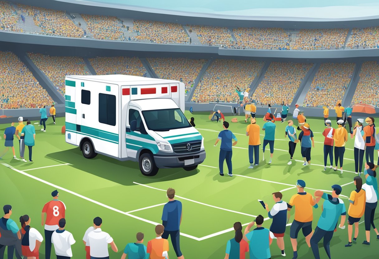 Equipe médica solicita ambulância em evento esportivo