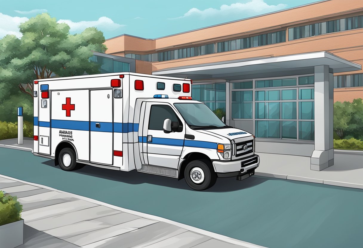 Ambulância Psiquiátrica: Impacto no Atendimento de Emergências Mentais 3 Uma ambulância psiquiátrica estacionada do lado de fora de um hospital, com equipamentos médicos e pessoal pronto para resposta a emergências.